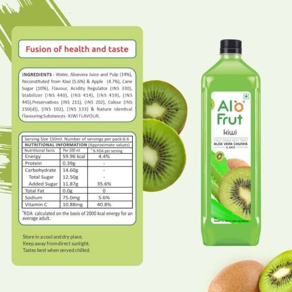 AloFrut Kiwi Aloe Vera Chunks & Juice - Image 3