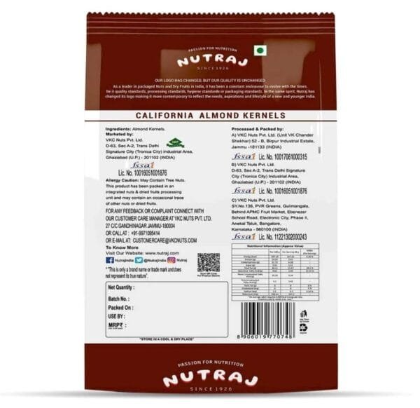 Nutraj Premium California Almonds Kernels 250 g - Image 3