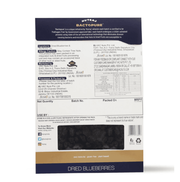 Nutraj Bactopure Dried Blueberries 200 g - Image 3