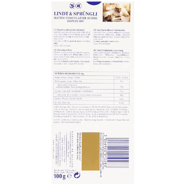 Lindt Excellence Extra Creamy Milk Chocolate Bar, 100 g - Image 2